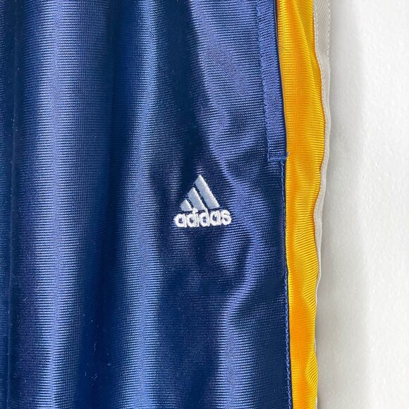 Vintage Adidas Snap Tear Away Pants Blue Yellow Athletic Track Basketball 2001 - Picture 3 of 11